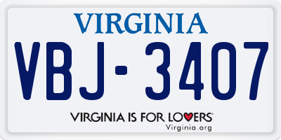 VA license plate VBJ3407