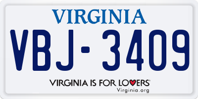 VA license plate VBJ3409
