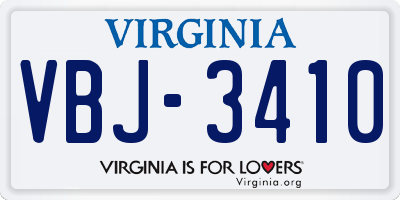 VA license plate VBJ3410