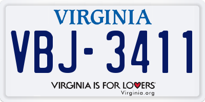 VA license plate VBJ3411