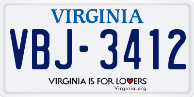 VA license plate VBJ3412