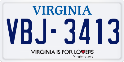 VA license plate VBJ3413
