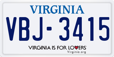 VA license plate VBJ3415