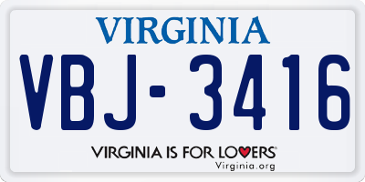 VA license plate VBJ3416