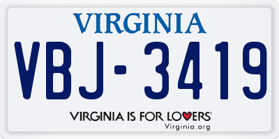 VA license plate VBJ3419