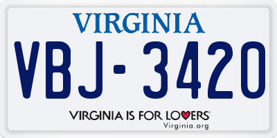 VA license plate VBJ3420