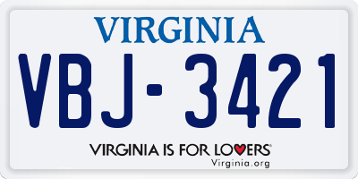 VA license plate VBJ3421