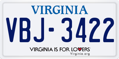 VA license plate VBJ3422