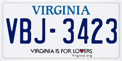 VA license plate VBJ3423