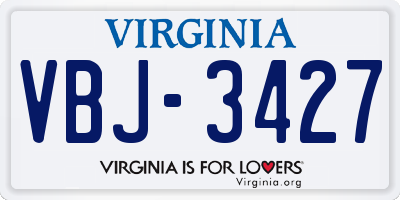 VA license plate VBJ3427