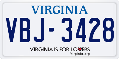 VA license plate VBJ3428