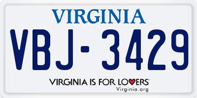 VA license plate VBJ3429