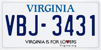 VA license plate VBJ3431