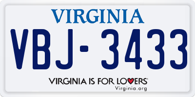 VA license plate VBJ3433