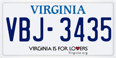 VA license plate VBJ3435