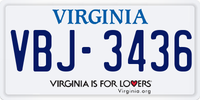 VA license plate VBJ3436