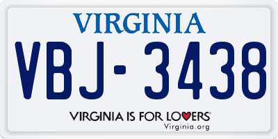 VA license plate VBJ3438