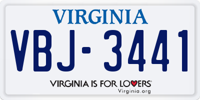 VA license plate VBJ3441