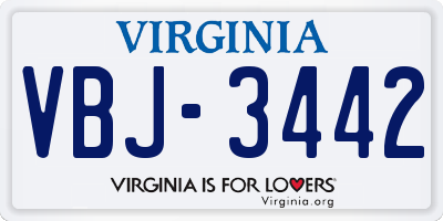 VA license plate VBJ3442