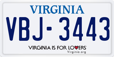 VA license plate VBJ3443