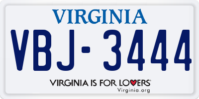 VA license plate VBJ3444