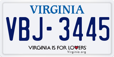 VA license plate VBJ3445