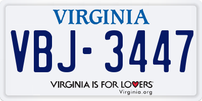 VA license plate VBJ3447