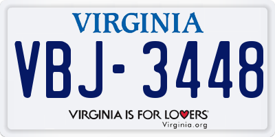 VA license plate VBJ3448