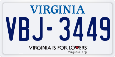 VA license plate VBJ3449