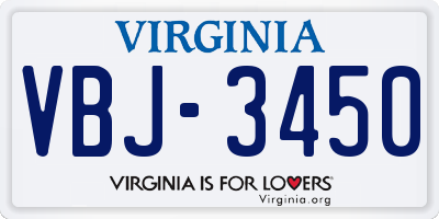 VA license plate VBJ3450