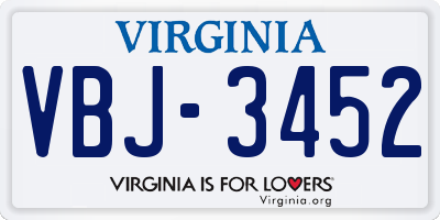 VA license plate VBJ3452
