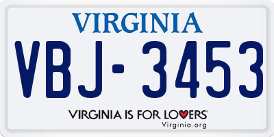 VA license plate VBJ3453