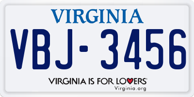 VA license plate VBJ3456