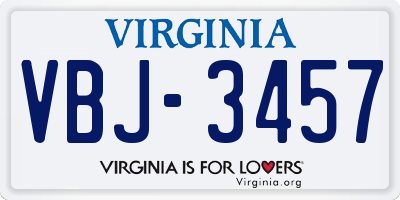 VA license plate VBJ3457