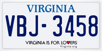 VA license plate VBJ3458
