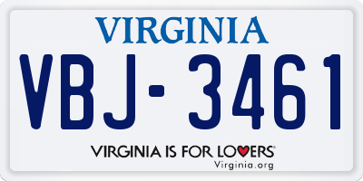VA license plate VBJ3461