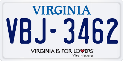 VA license plate VBJ3462