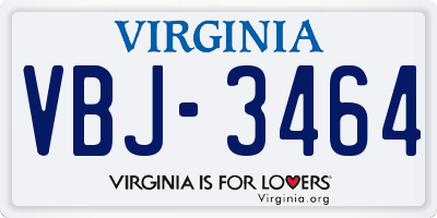 VA license plate VBJ3464