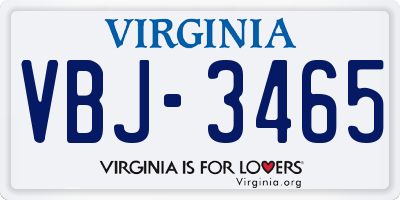 VA license plate VBJ3465