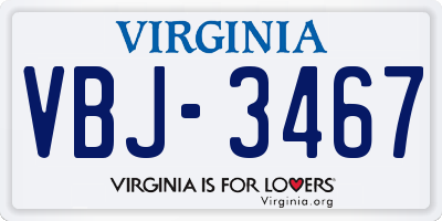 VA license plate VBJ3467
