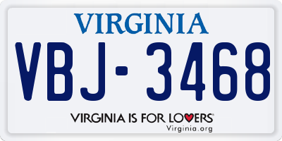 VA license plate VBJ3468