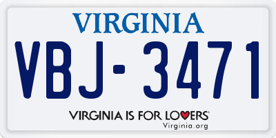 VA license plate VBJ3471