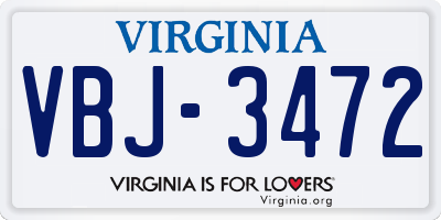 VA license plate VBJ3472