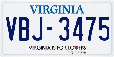 VA license plate VBJ3475