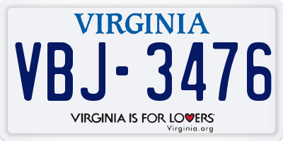 VA license plate VBJ3476