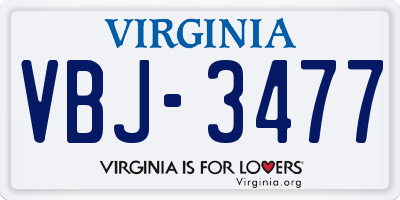 VA license plate VBJ3477