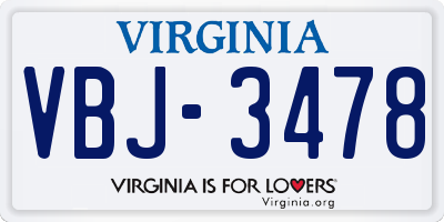 VA license plate VBJ3478