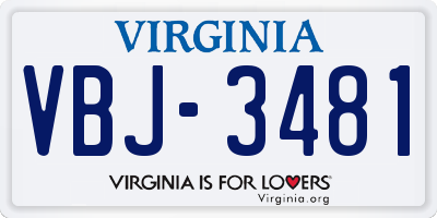 VA license plate VBJ3481
