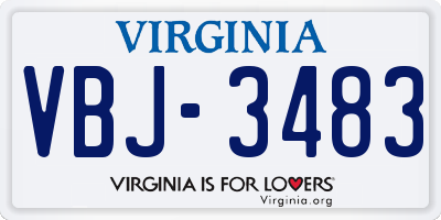VA license plate VBJ3483