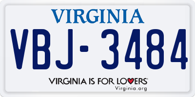 VA license plate VBJ3484